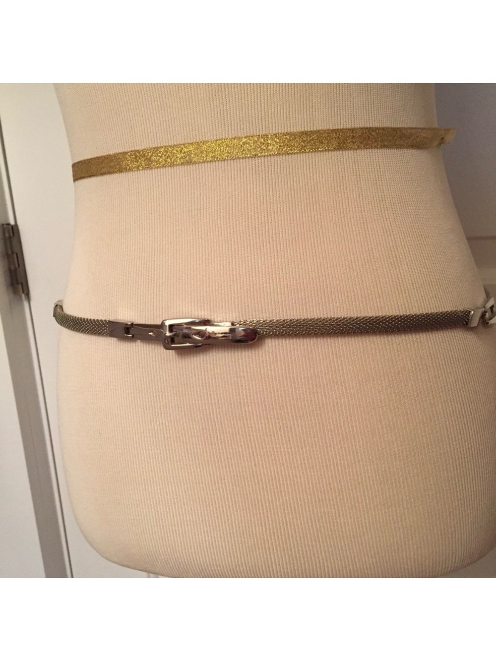 BELT SILVER-TONE MESH LINKS SKINNY ADJUSTABLE ONE SIZE OS